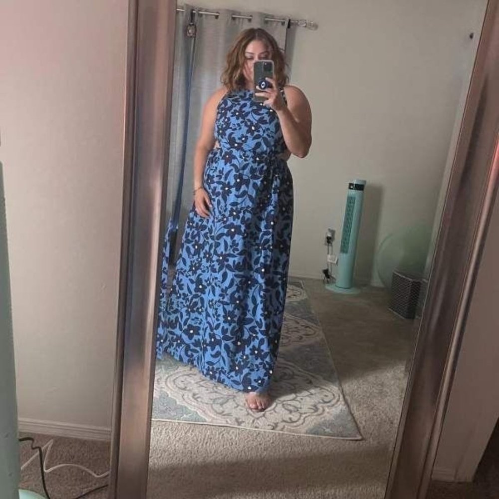 Who What Wear Women's Dress 3X Cut Out Sides Blue Floral Maxi Sleeveless New - Picture 8 of 9